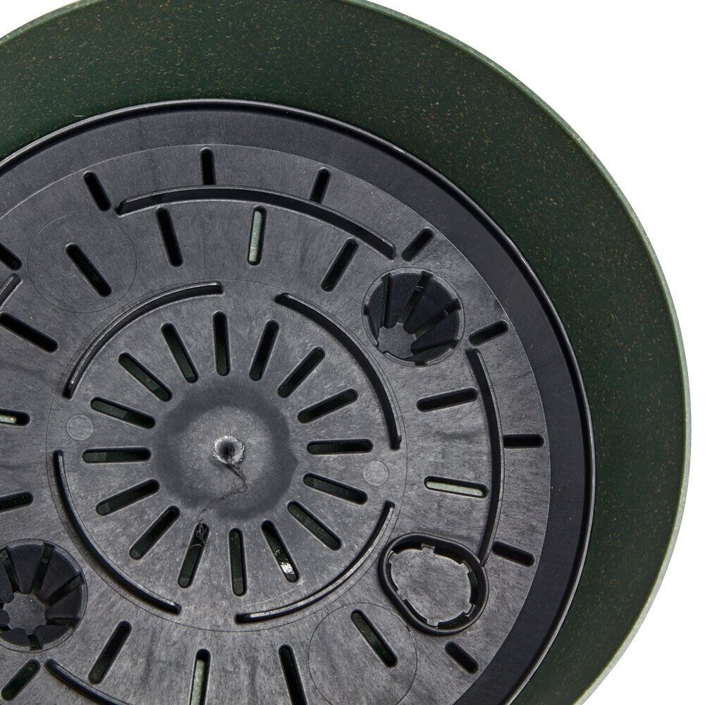 Cache pot vert Ø29xH18cm sur pied en bois
