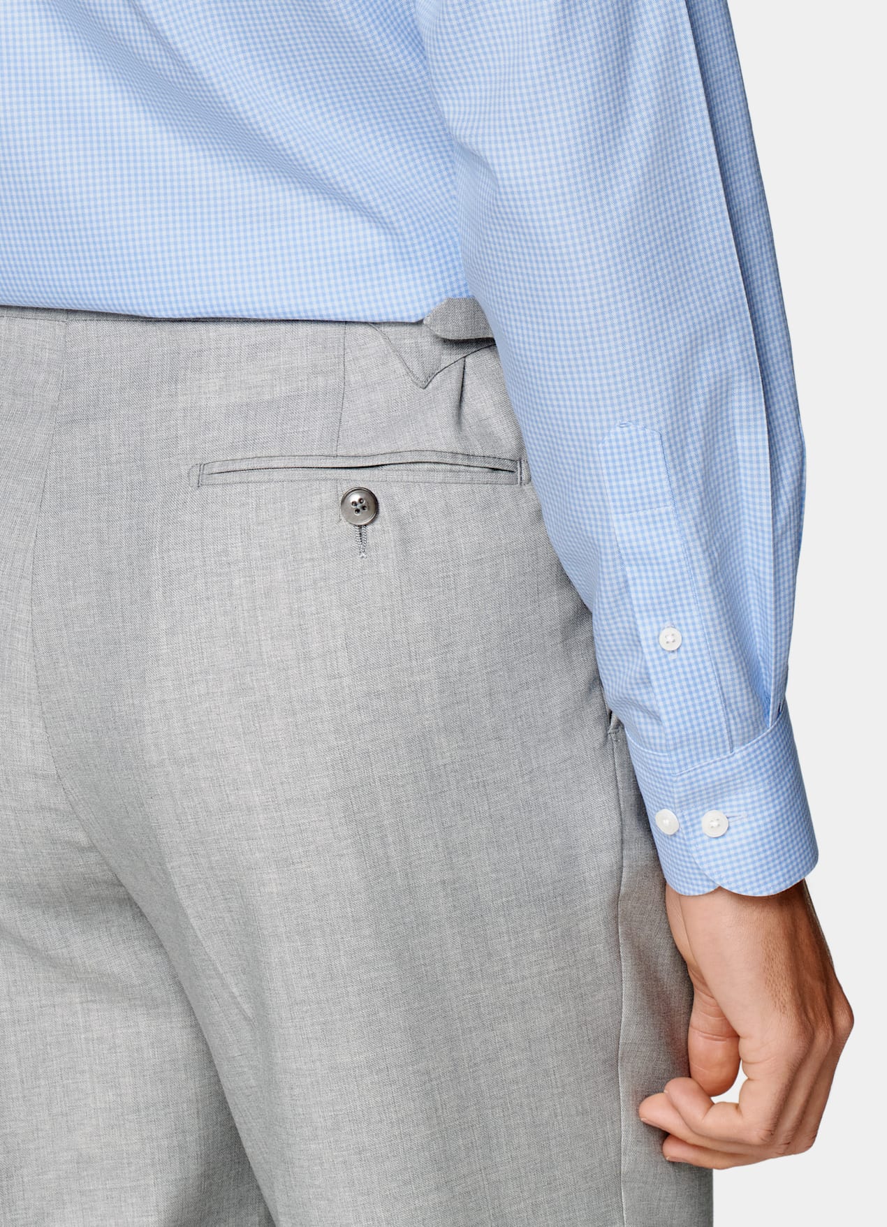 Chemise coupe ajustée en twill bleu clair à carreaux