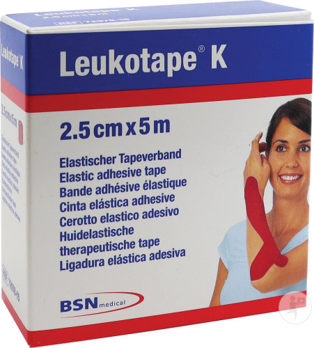 Leukotape K Bande Adhésive Élastique Rouge 5m x 2,5cm Pièce 1