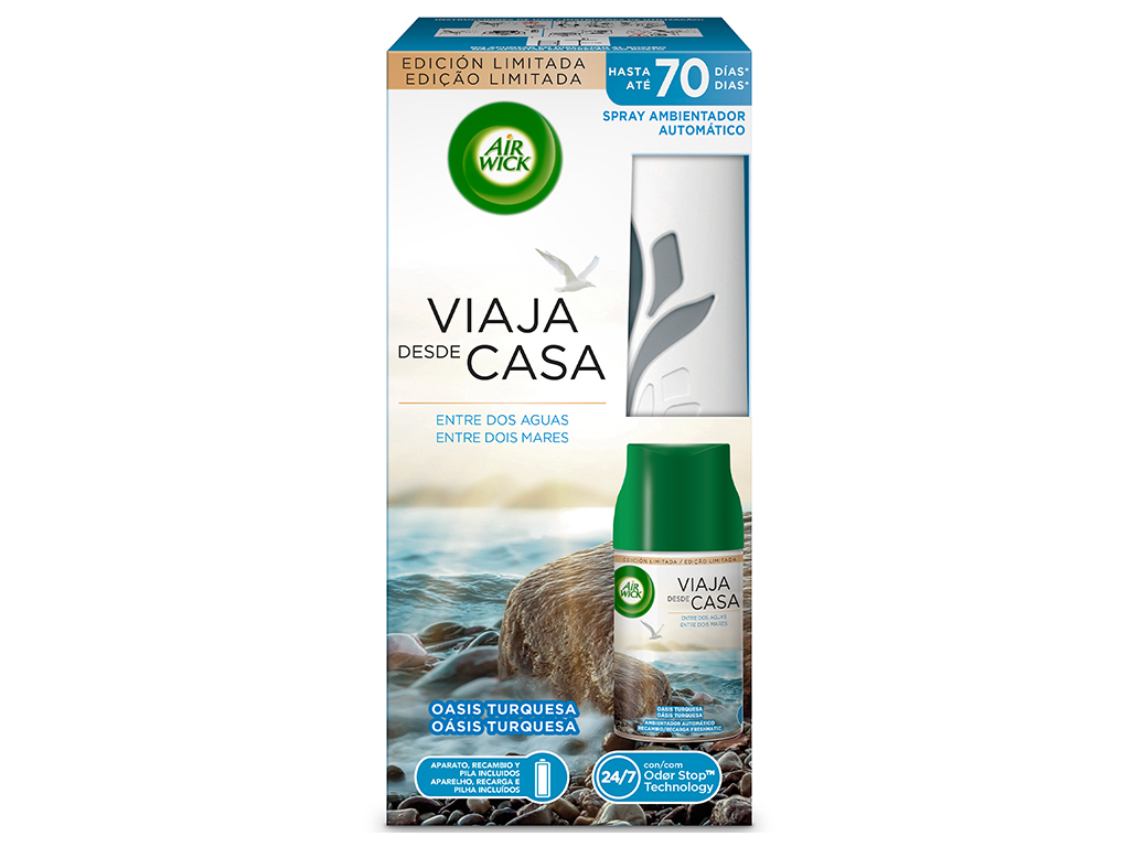 AMBIENTADOR AIR WICK FRESHMATIC DIFUSOR OÁSIS TURQUESA 250ML