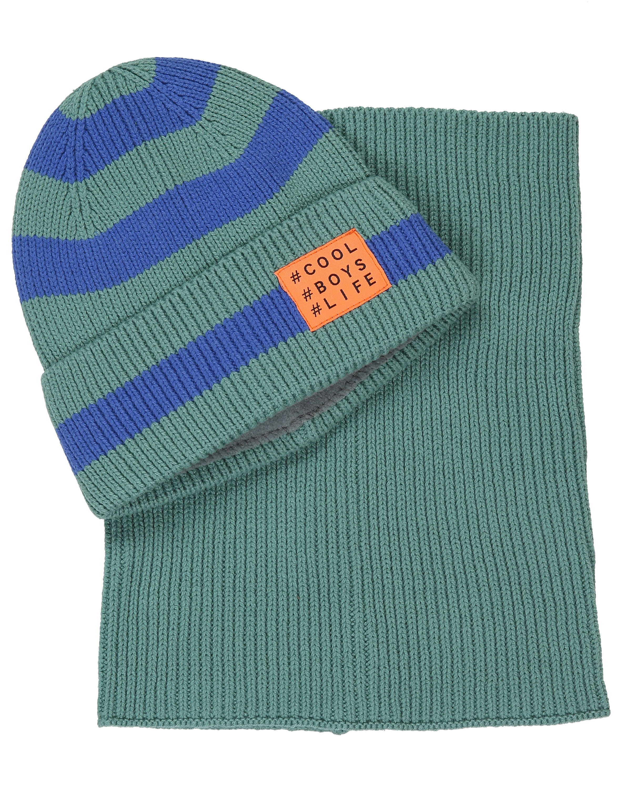 Strickmütze BOYS LIFE mit Loopschal in berryl grün