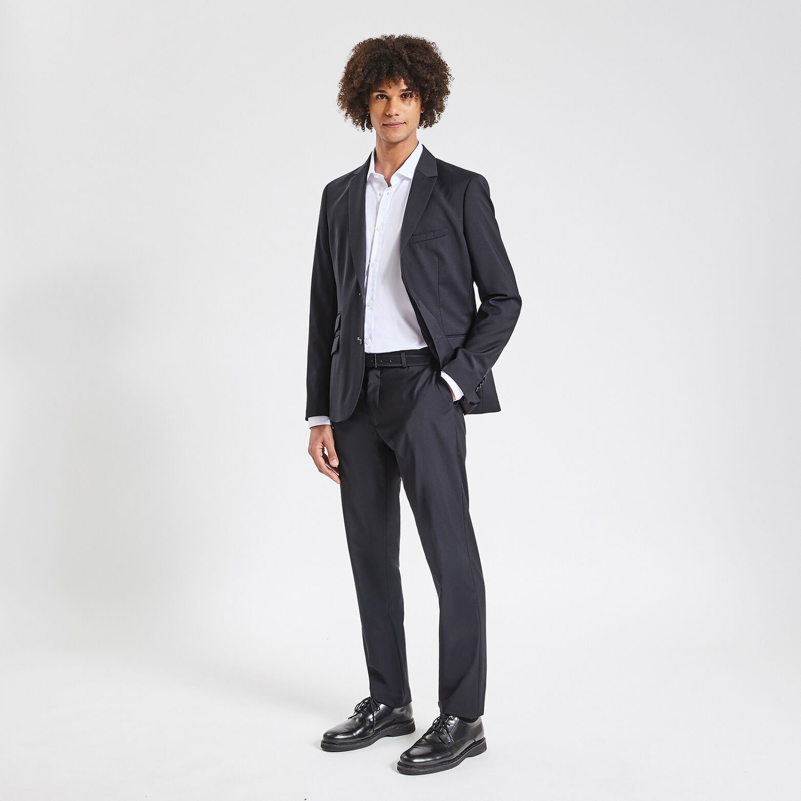 Costume 2 pièces slim en laine - Bleu