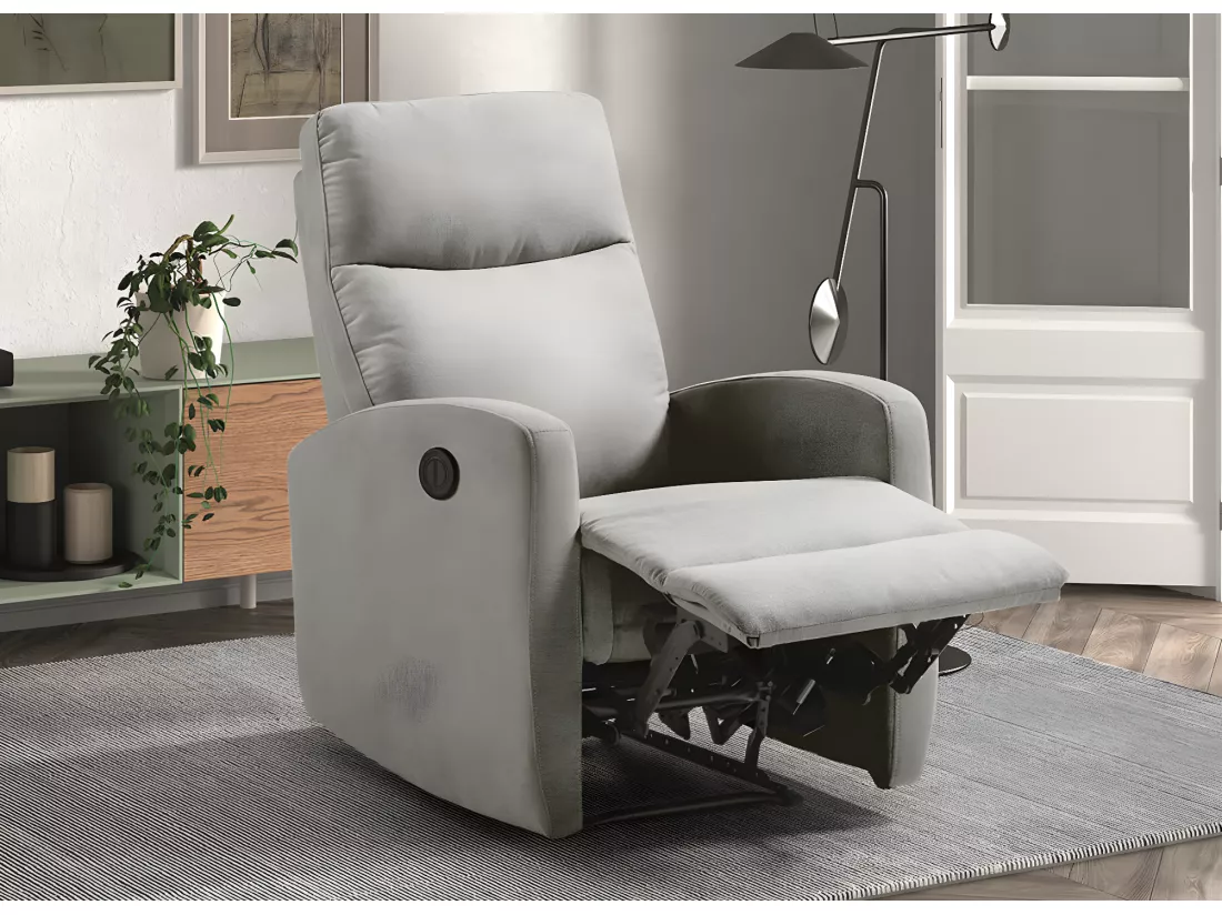 Fauteuil de relaxation électrique tissu Kaleria-Couleur Gris foncé