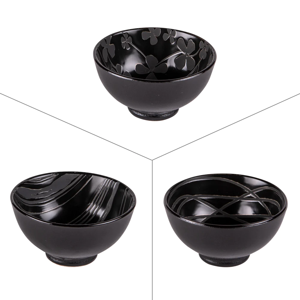 Coupelle Lava assortie 9,5 cm noire (lot de 3) Table passion