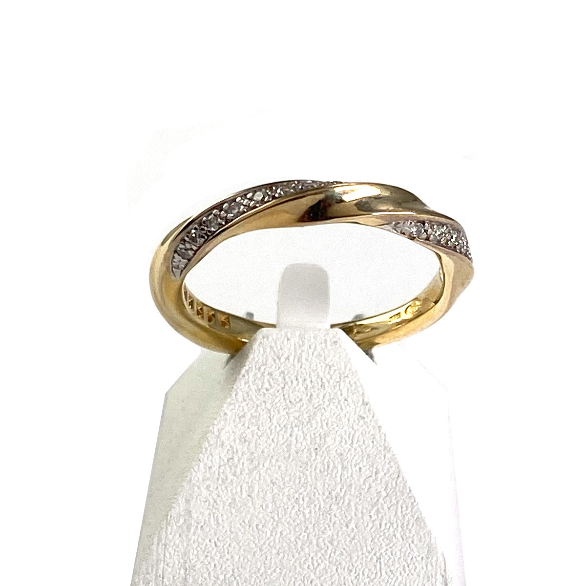 Bague d'occasion or 375 2 tons, diamants