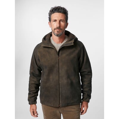 Herren-Kapuzenjacke Bockvelours, Braun