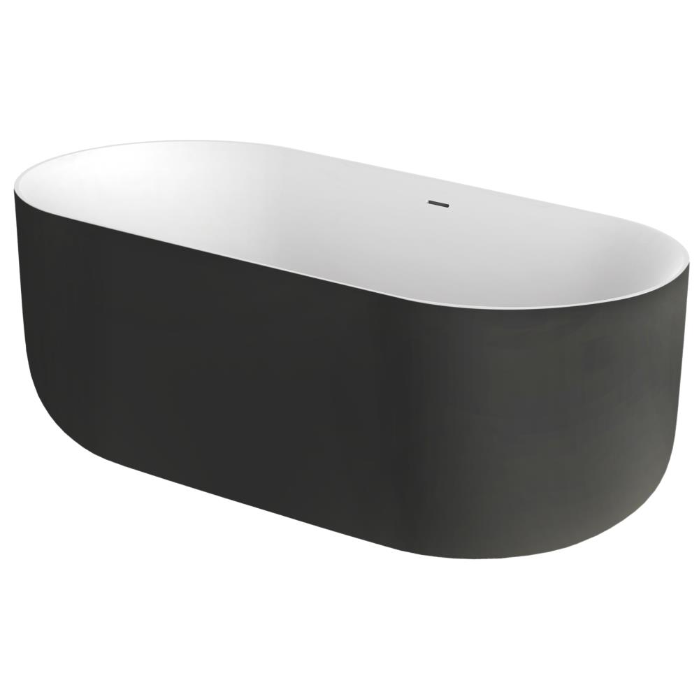 Xenz Mauro vrijstaand bad solid surface 180x85x65cm zwart/wit
