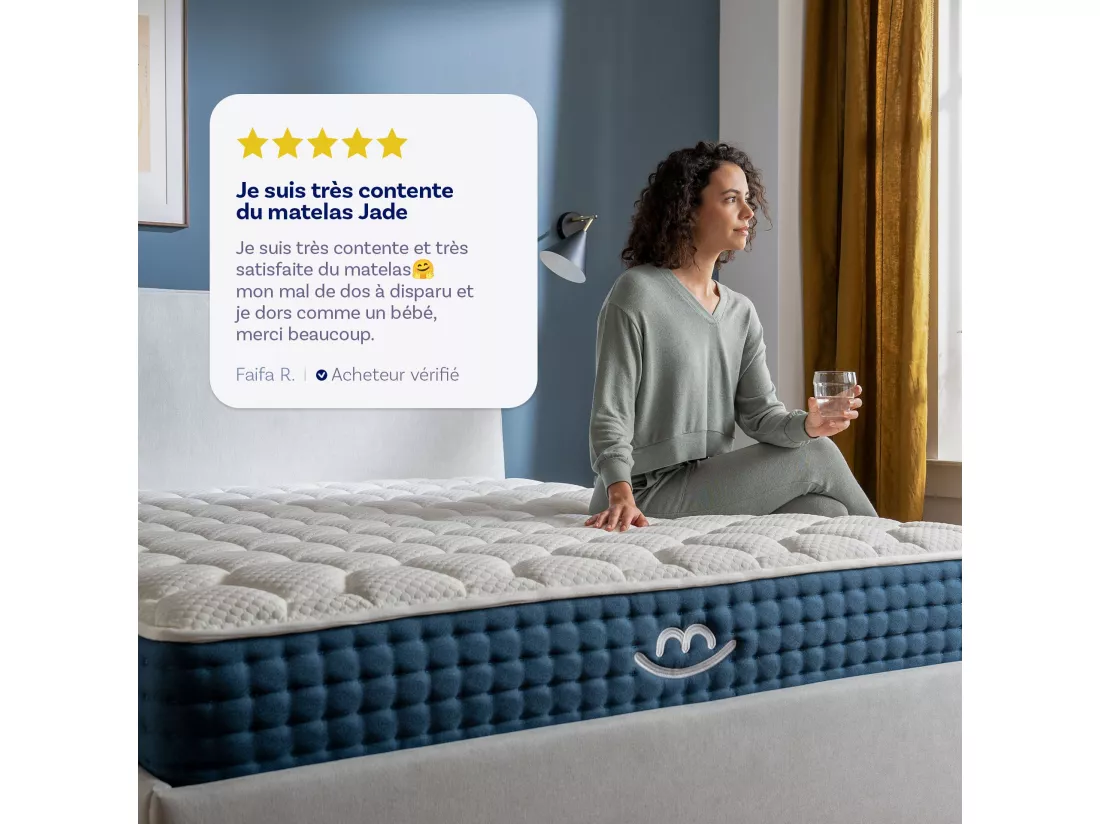 Matelas hybride 140x190x26cm JADE premium - Mousse à mémoire forme & Ressorts Ensachés - Soutien ferme