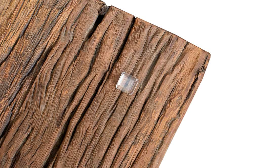 Massiver Esstisch BARRACUDA 180cm antik Teak Holz mit Stahl Kufenfüßen inkl. Glasplatte