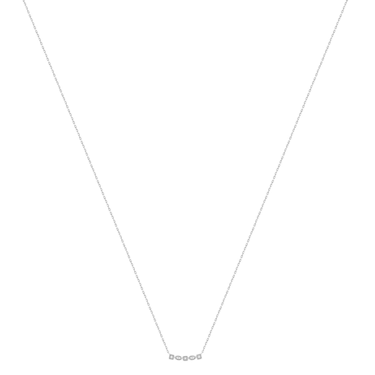 Collier or 375 blanc diamants, motif étoile 45 cm