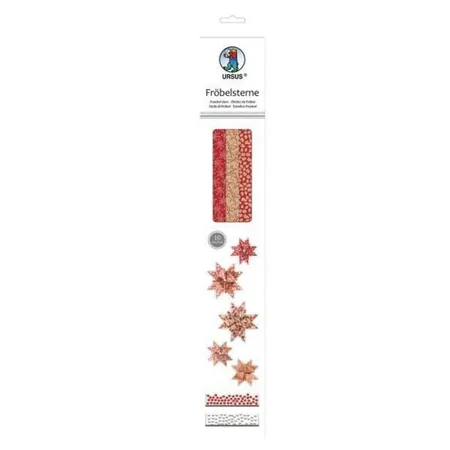 URSUS Fröbelsterne Kraftpapier rot / weiß / schwarz, 60 Streifen