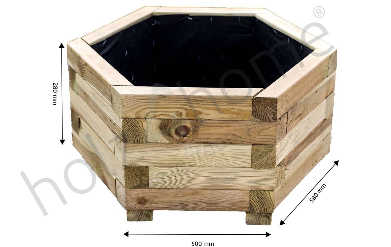 holz4home Pflanzkübel 6-ECK 40 cm Kiefernholz