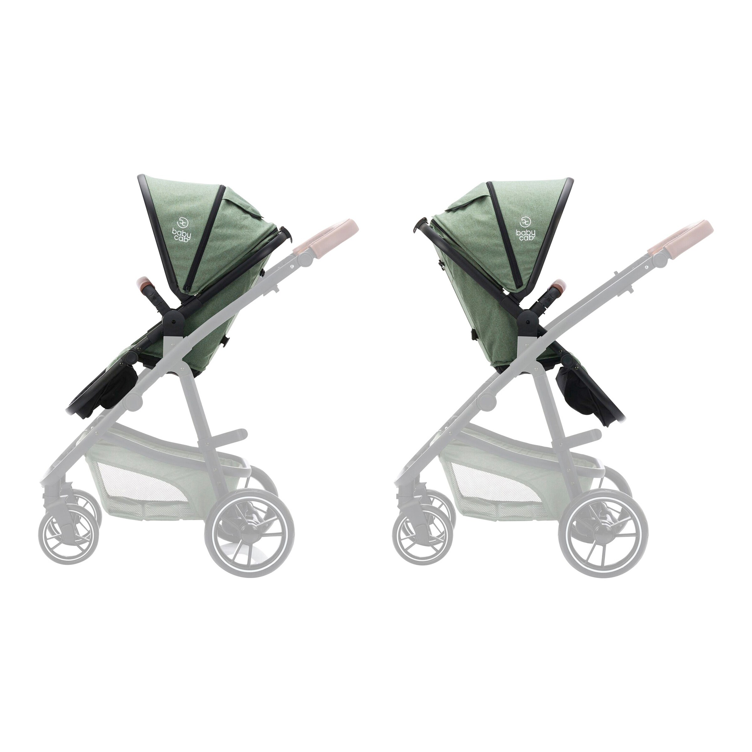 babycab Kombikinderwagen Stockholm Trio-Set (2024) inkl. i-Size Babyschale und Wickeltasche forest green