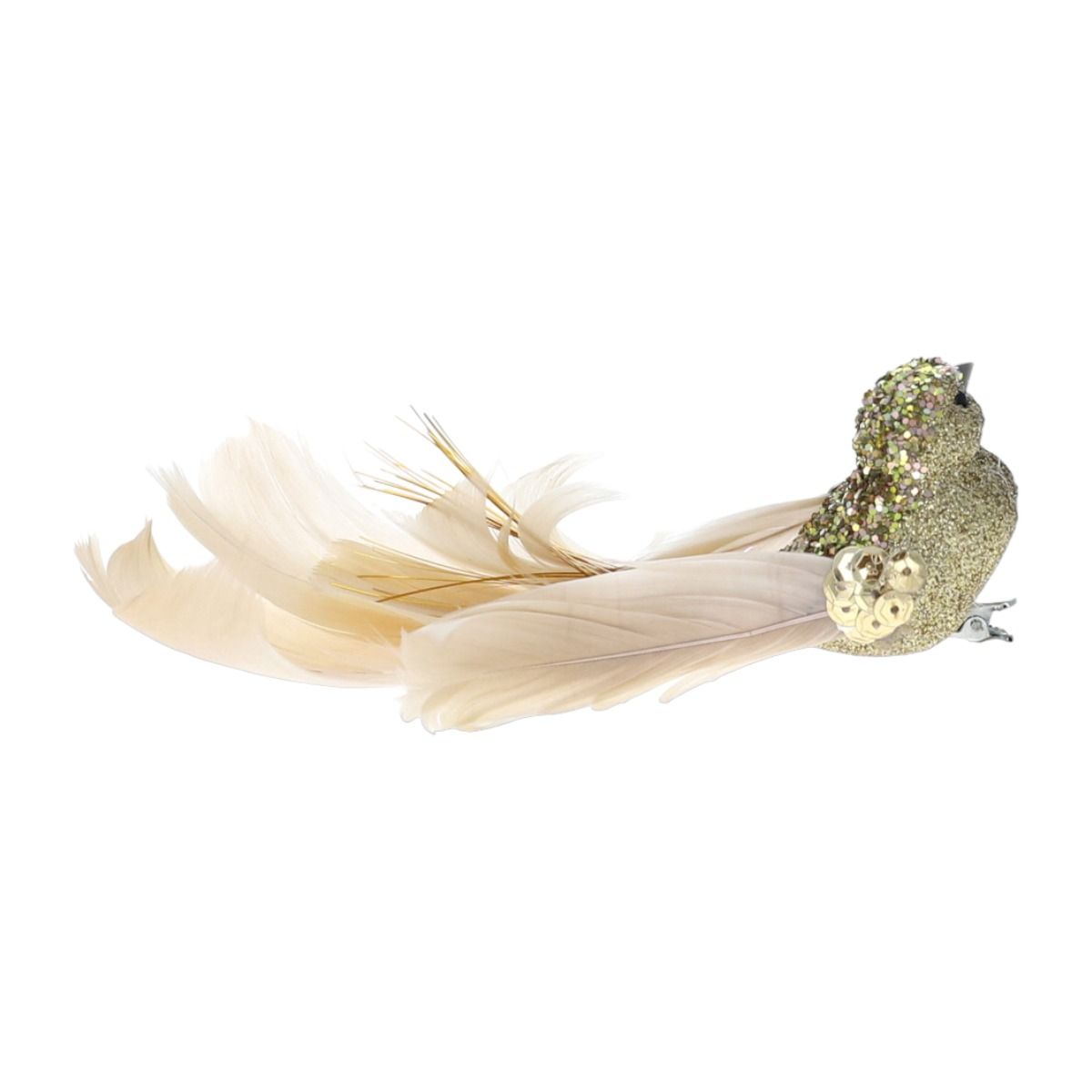 Oiseau à clipser plumes sequins or Atelier jasmin