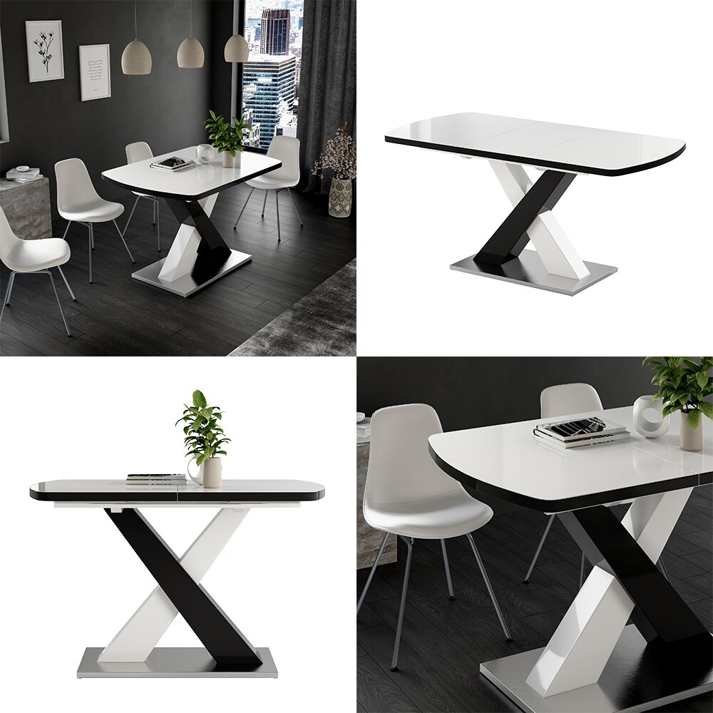 Vicco Esstisch Chinto Schwarz Weiß Hochglanz 120 x 80 cm