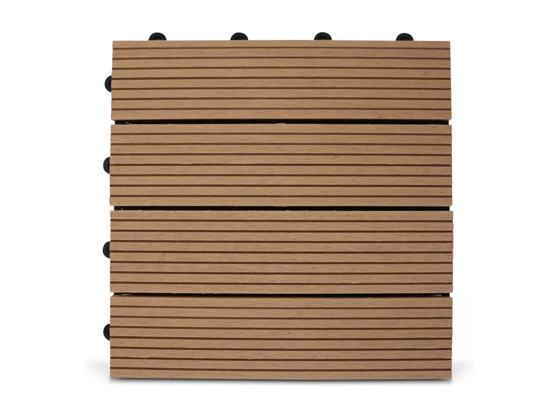 Lot de 8 dalles clipsables en bois synthétique marron clair