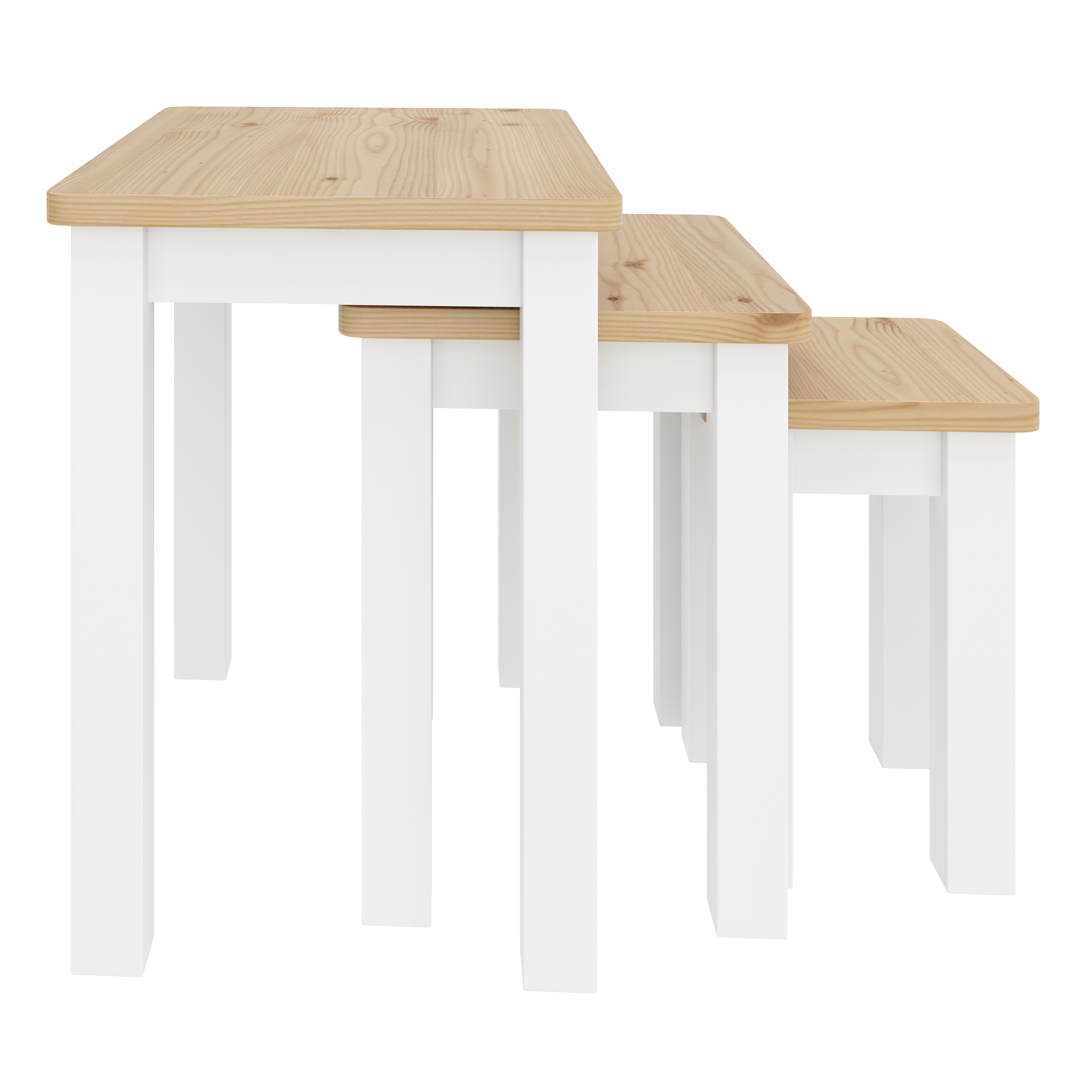 Beistelltisch Holz LUIGI 3-teilig natur/weiss