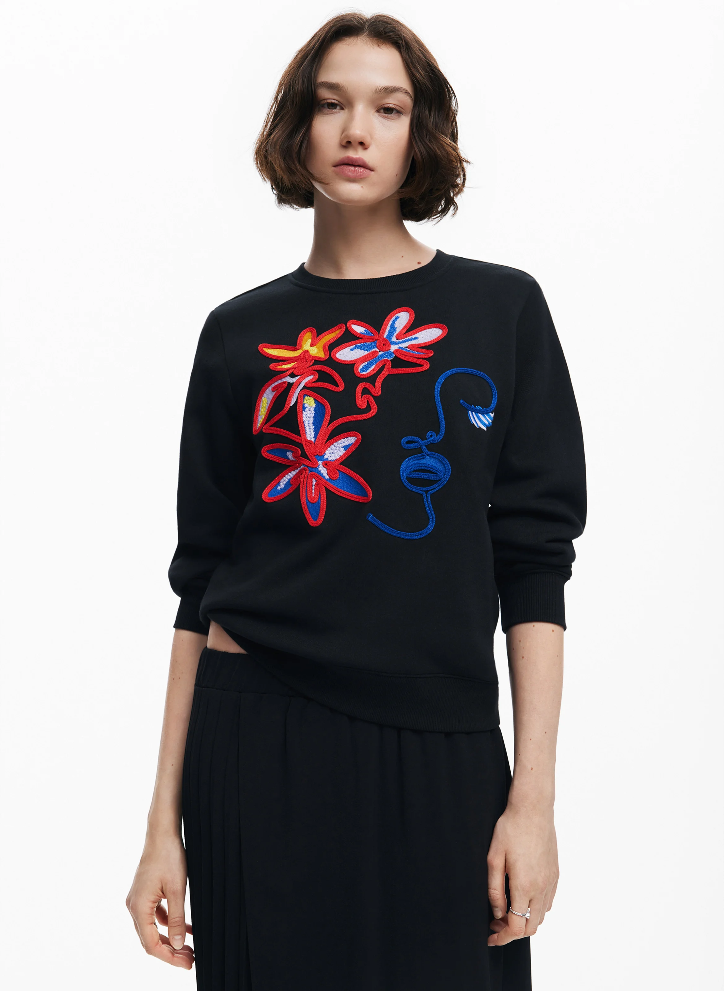 Sweat col rond en coton | Noir