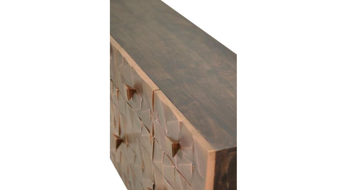 Bahut 4 tiroirs bois, bronze marron 170x42x80cm - bois-bronze