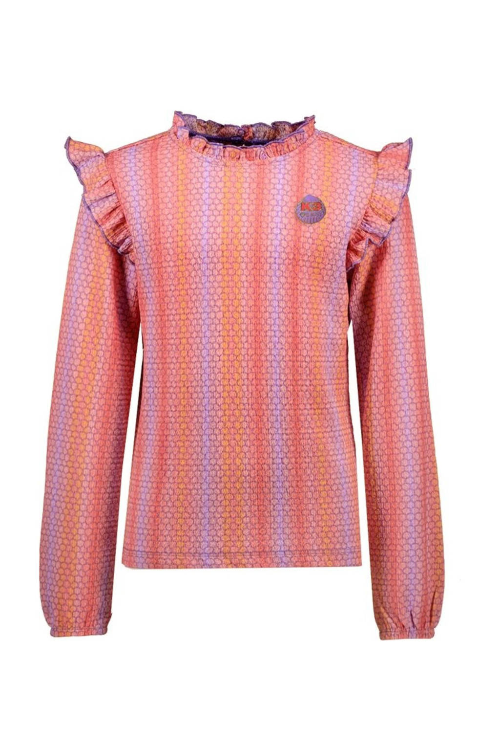 B.Nosy K3top Billie met all over print en ruches roze/perzik/lila