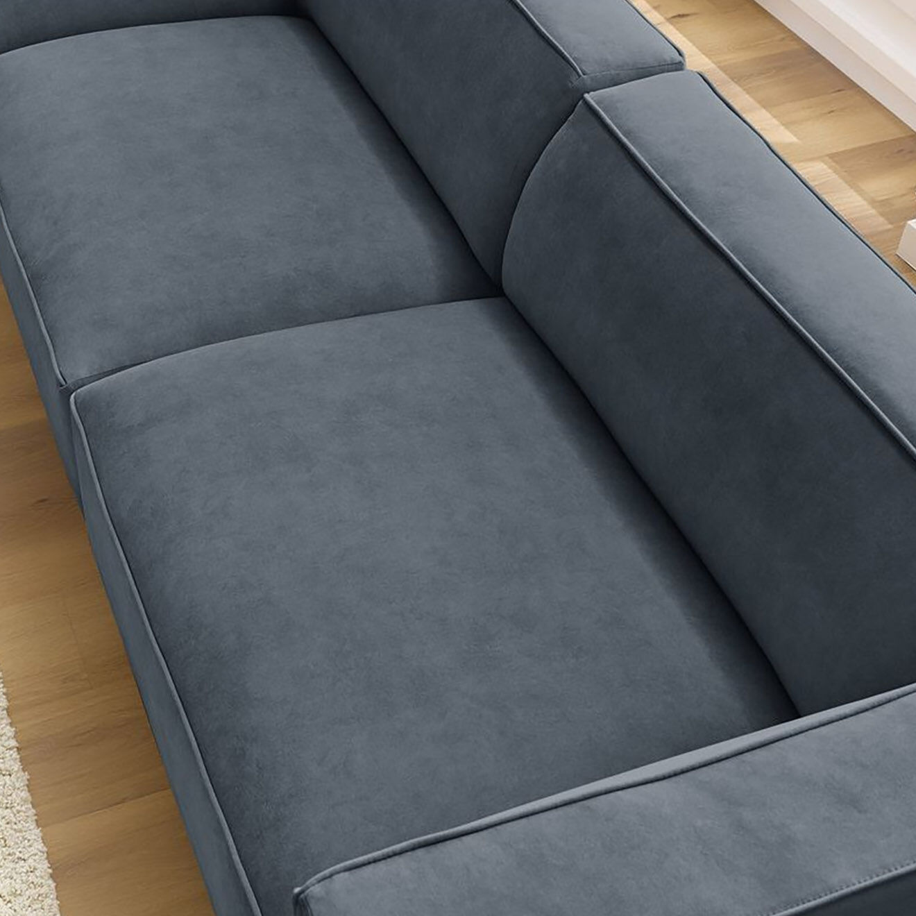 Bobochic Canapé droit fixe 4 places en Velours Molière gris foncé - 273x99x71 cm