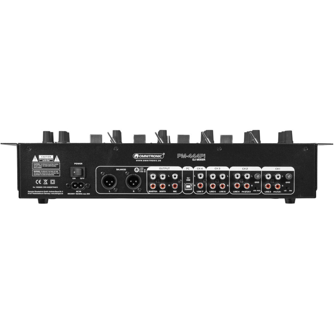 Omnitronic PM-444Pi 4-kanaals DJ-mixer met mediaspeler en USB-interface