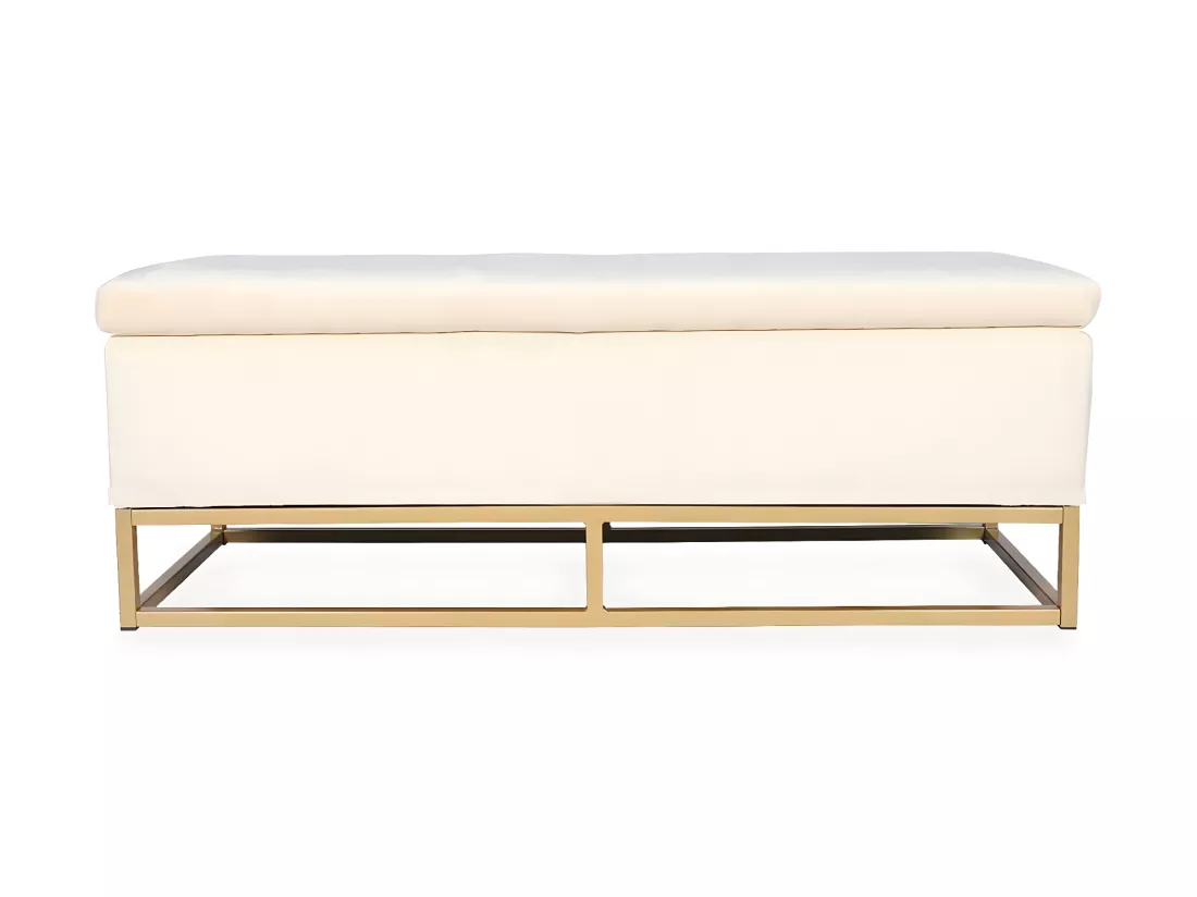 Banquette coffre Angele Velours beige pieds or