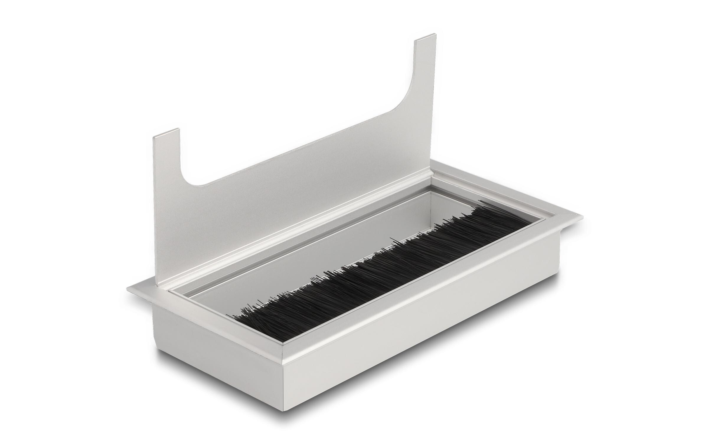 Einbaurahmen für Tisch mit Bürste 160x80x28mm, SilberDelock Kabeldurchführung für Tischeinbau mit Bürste 160 x 80 x 28 mm Silber