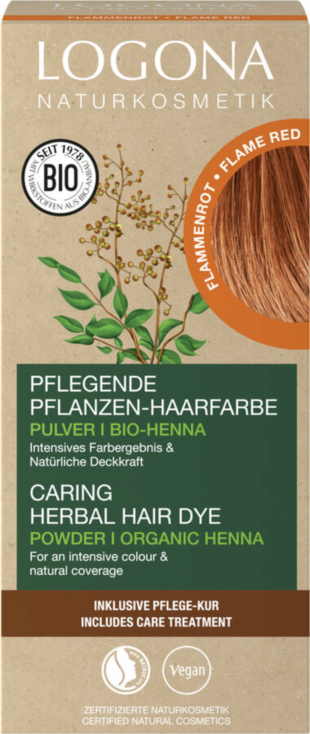 LOGONA  Pflanzen-Haarfarbe Pulver Flammenrot, 100 g