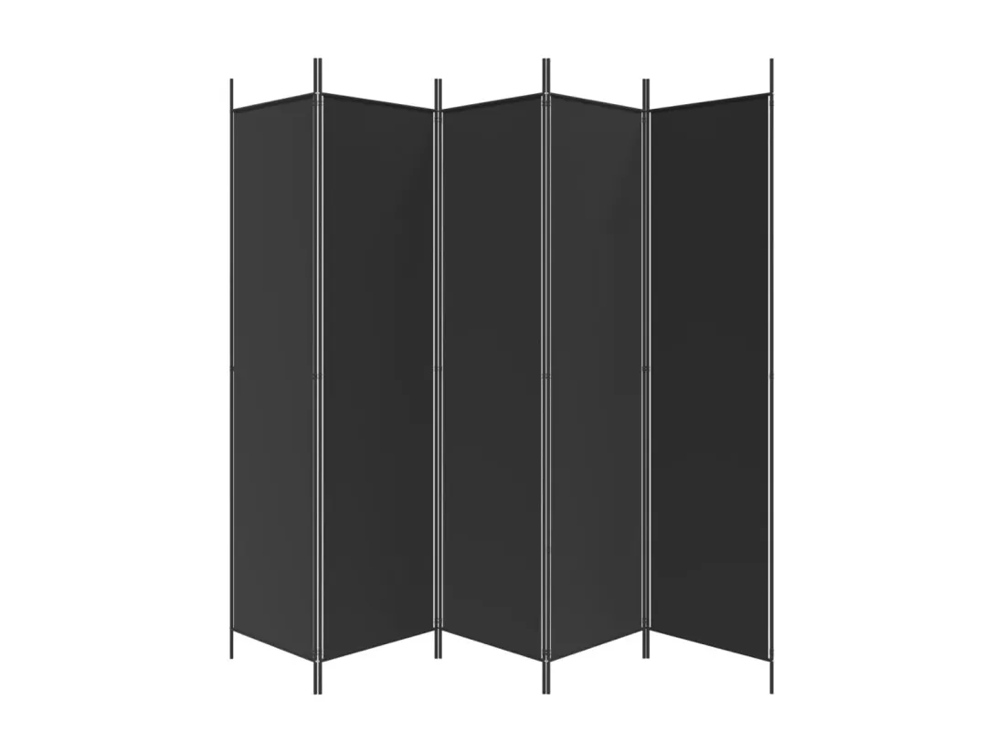 Cloison de séparation 5 panneaux Noir 250x200 cm Tissu