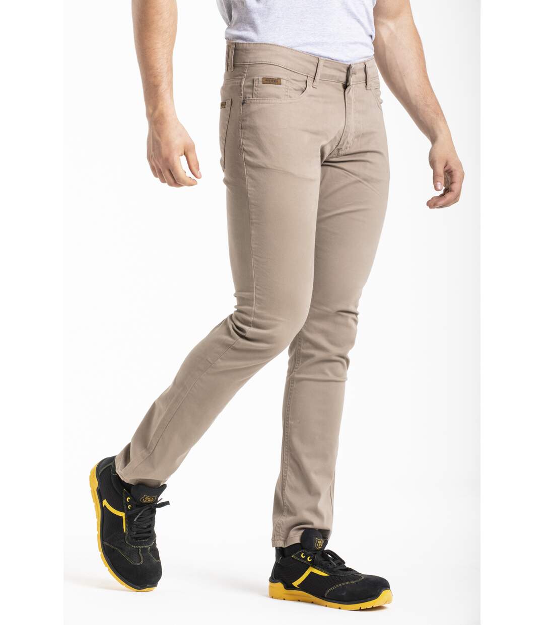 Jeans de travail coupe droite ajustée gabardine stretch BEIGE