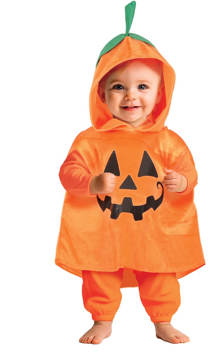 Halloween Poncho Baby Pompoen