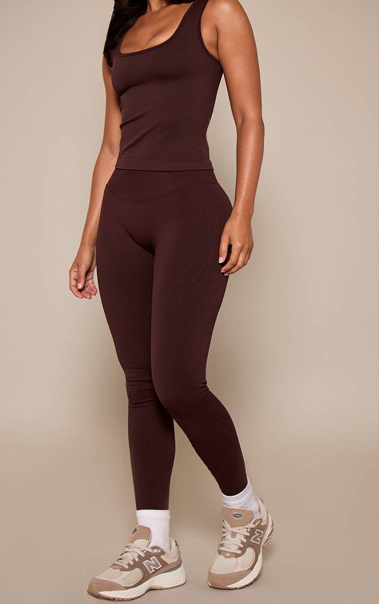 Chocolat Legging Gainant Froncé Sans Couture PLT Petite