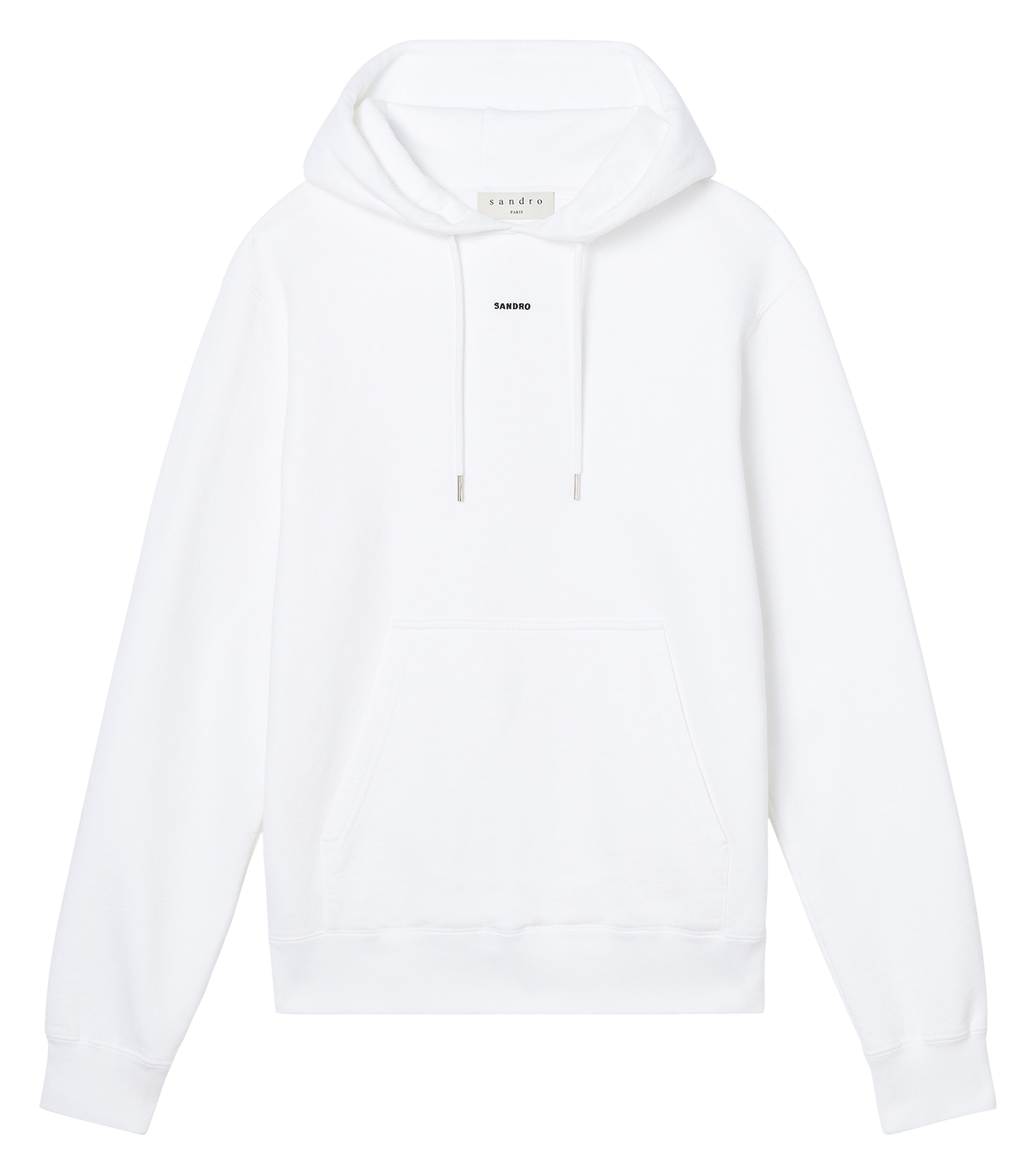 Sweat col rond regular fit à capuche en coton | Blanc