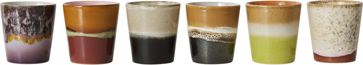 HK Living 70s ceramics coffee mugs soil set of 6 Multi