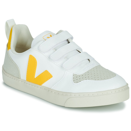 Veja - SMALL V-10 VELCRO - Blanc / Jaune