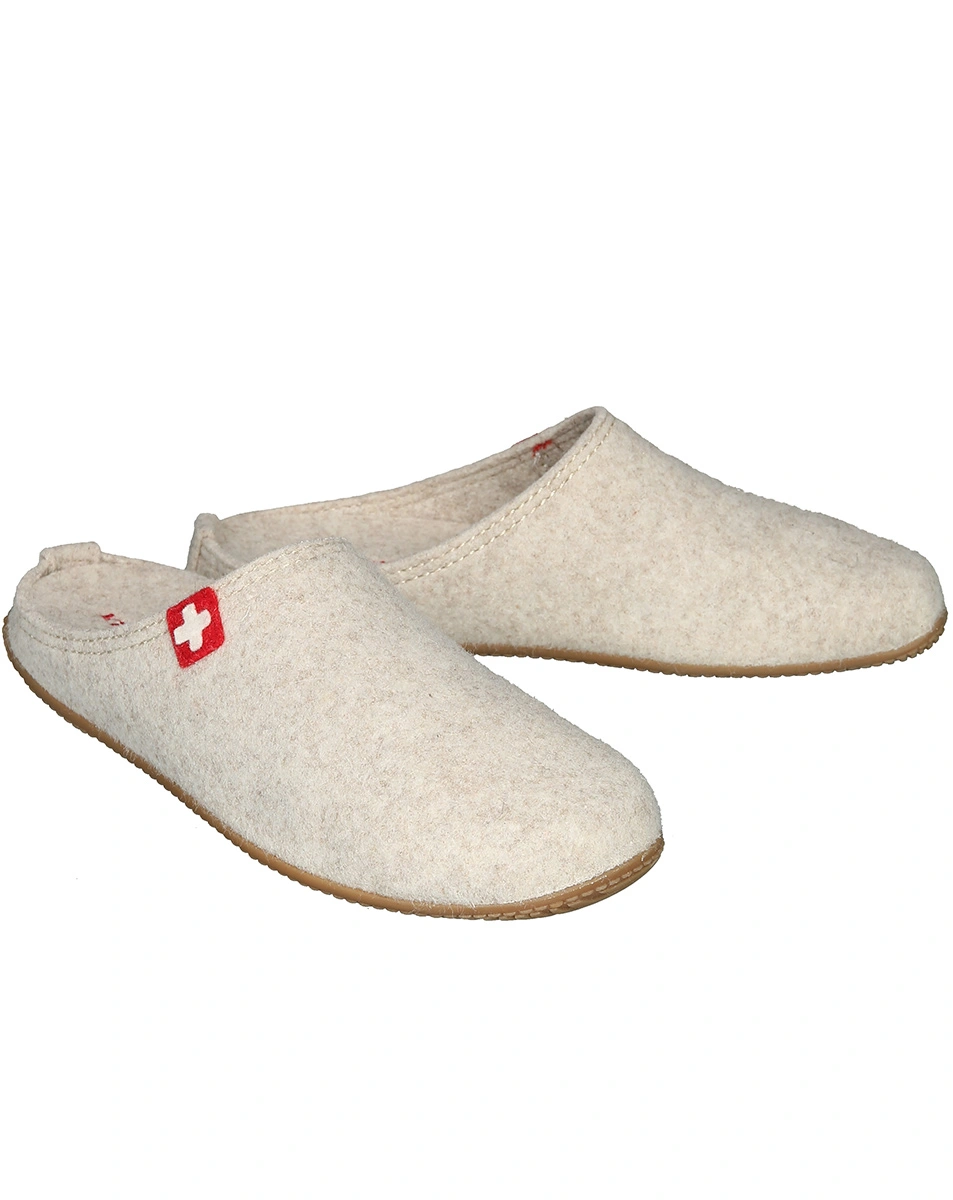 Filzpantoffel SCHWEIZER KREUZ in unbleached