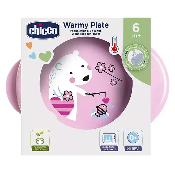 Prato aquecedor 2 em 1 Chicco +6m Rosa