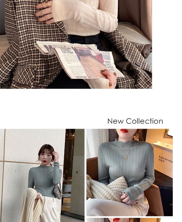 Hanji - Lange mouwen, getailleerd, effen, slim fit gebreide top