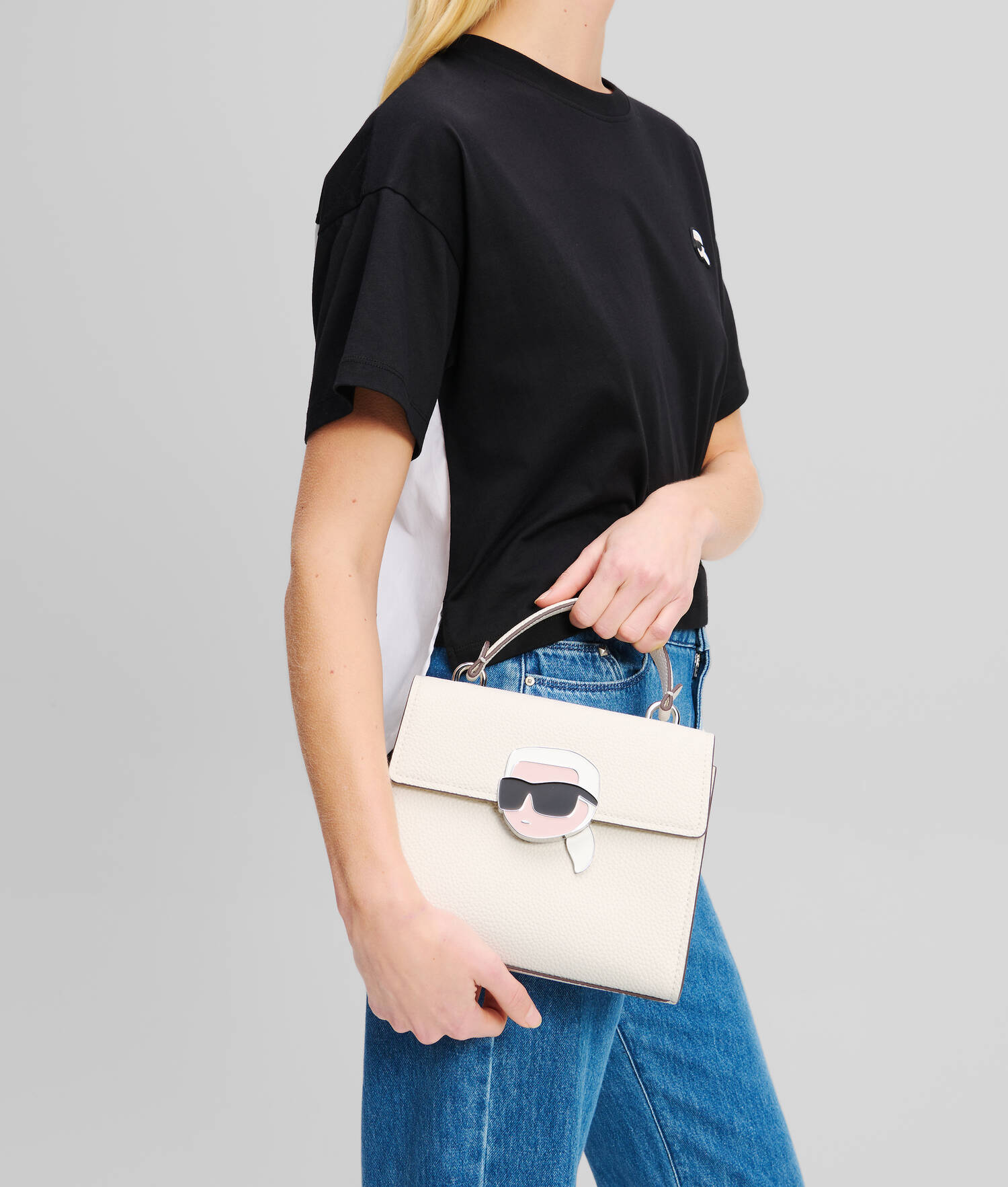 SAC BANDOULIÈRE GRAINÉ IKON - Blanc Cassé