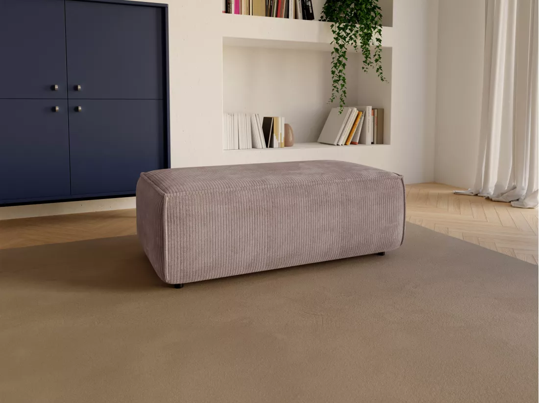 Pouf en velours côtelé violet clair AMELIA