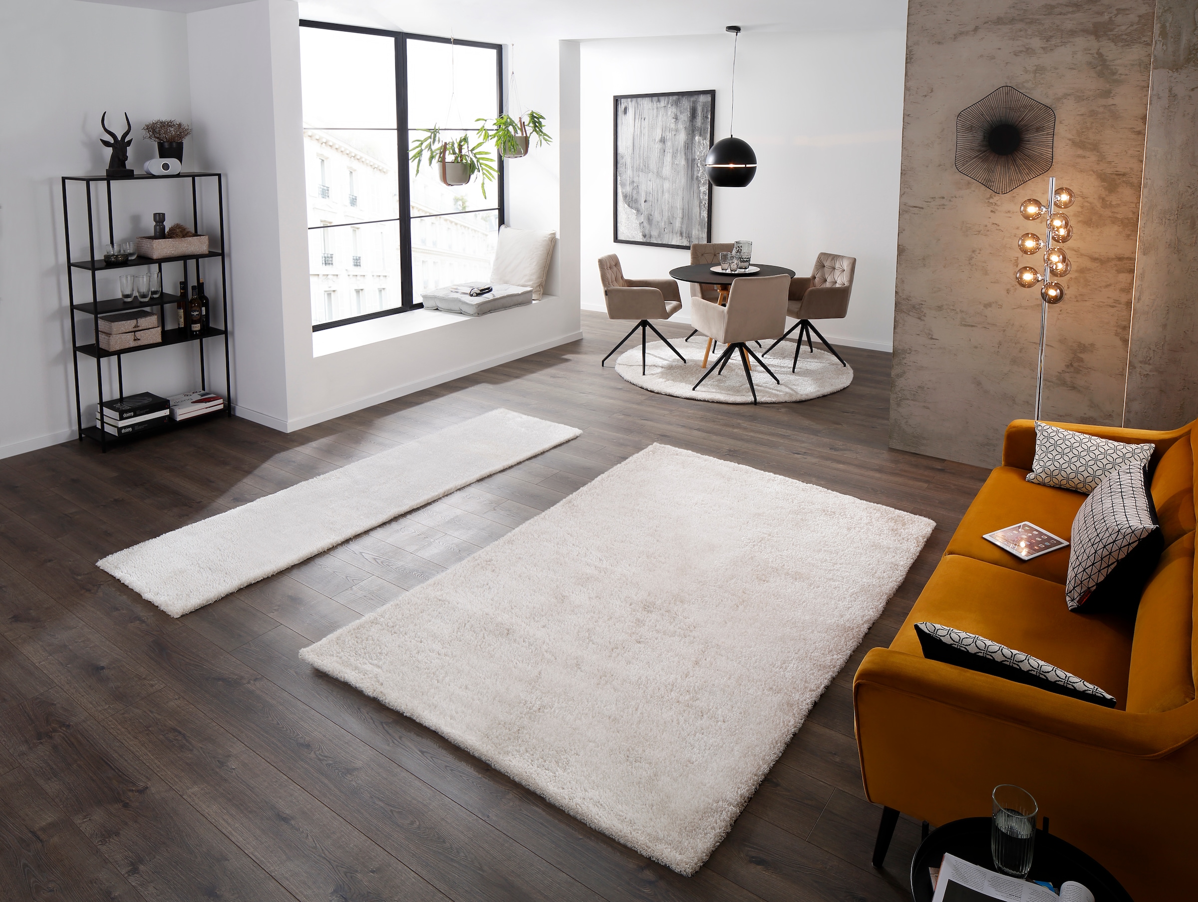 Bruno Banani Hochflor-Läufer »Dana Teppich, Kundenliebling« rechteckig 30 mm Höhe Brücke, uni, weich, Mikrofaser, Diele, Flur, Wohnzimmer, Schlafzimmer