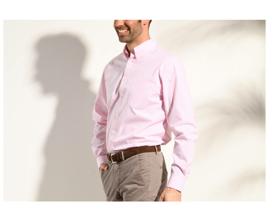 Chemise à carreaux fins roses et blancs - Poche - TIM