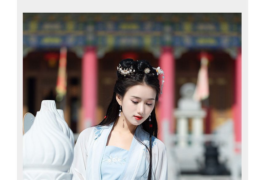 Girls Supply - Hanfu-kostuumset met geborduurde bloemen