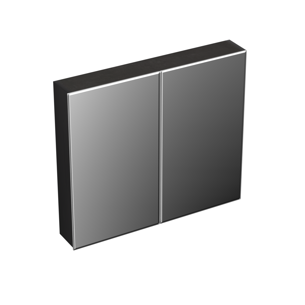 Forzalaqua Uni spiegelkast 80x70cm met 2 deuren black oiled