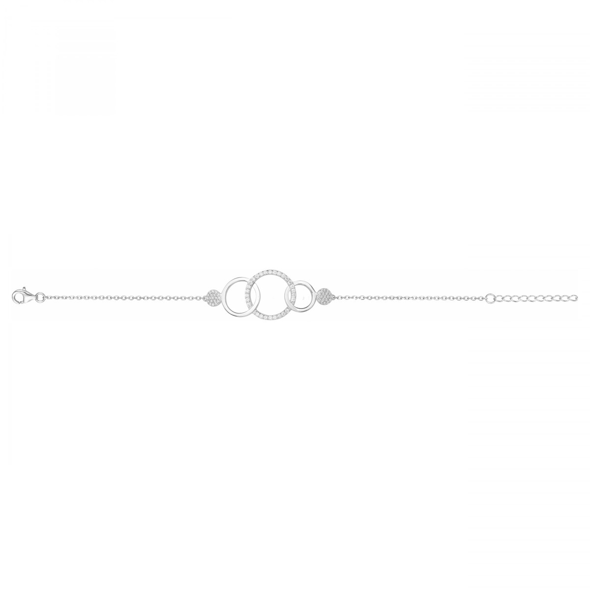 Bracelet souple mono-motif en Argent avec oxyde de zirconium blanc