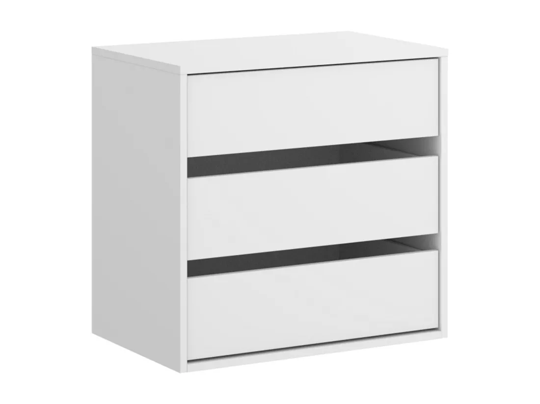 Commode Dmuzz, Commode pour intérieurs de garde-robe, Commode de chambre avec 3 tiroirs, 60x40h60 cm, Blanc