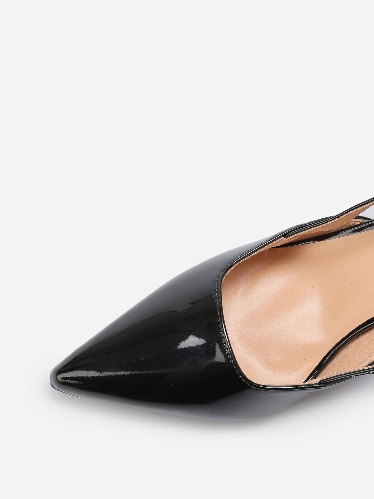 Escarpins slingback vernis avec brides- Noir