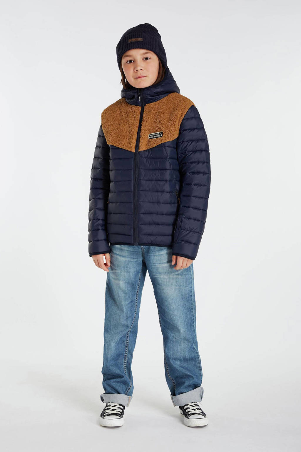 Protest outdoor jas PRTDUCO JR donkerblauw/bruin