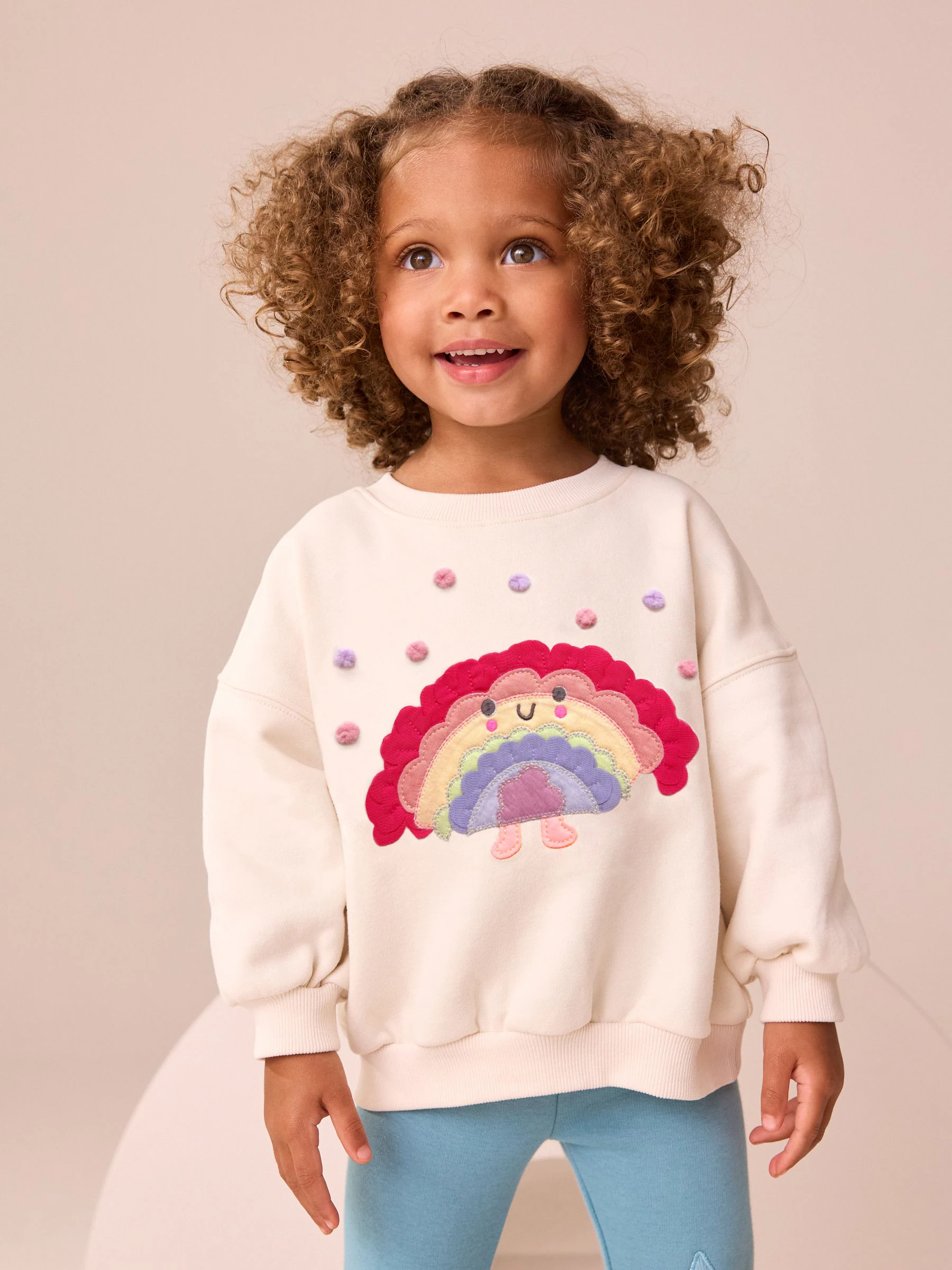 Crème Regenboog Taco - Sweatshirt met ronde hals (3 mnd-7 jr)